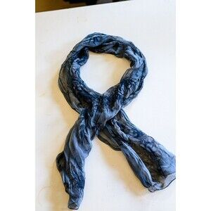 Metropolitan museum of art blue silk neck scarf bamboo leaves 14x60"